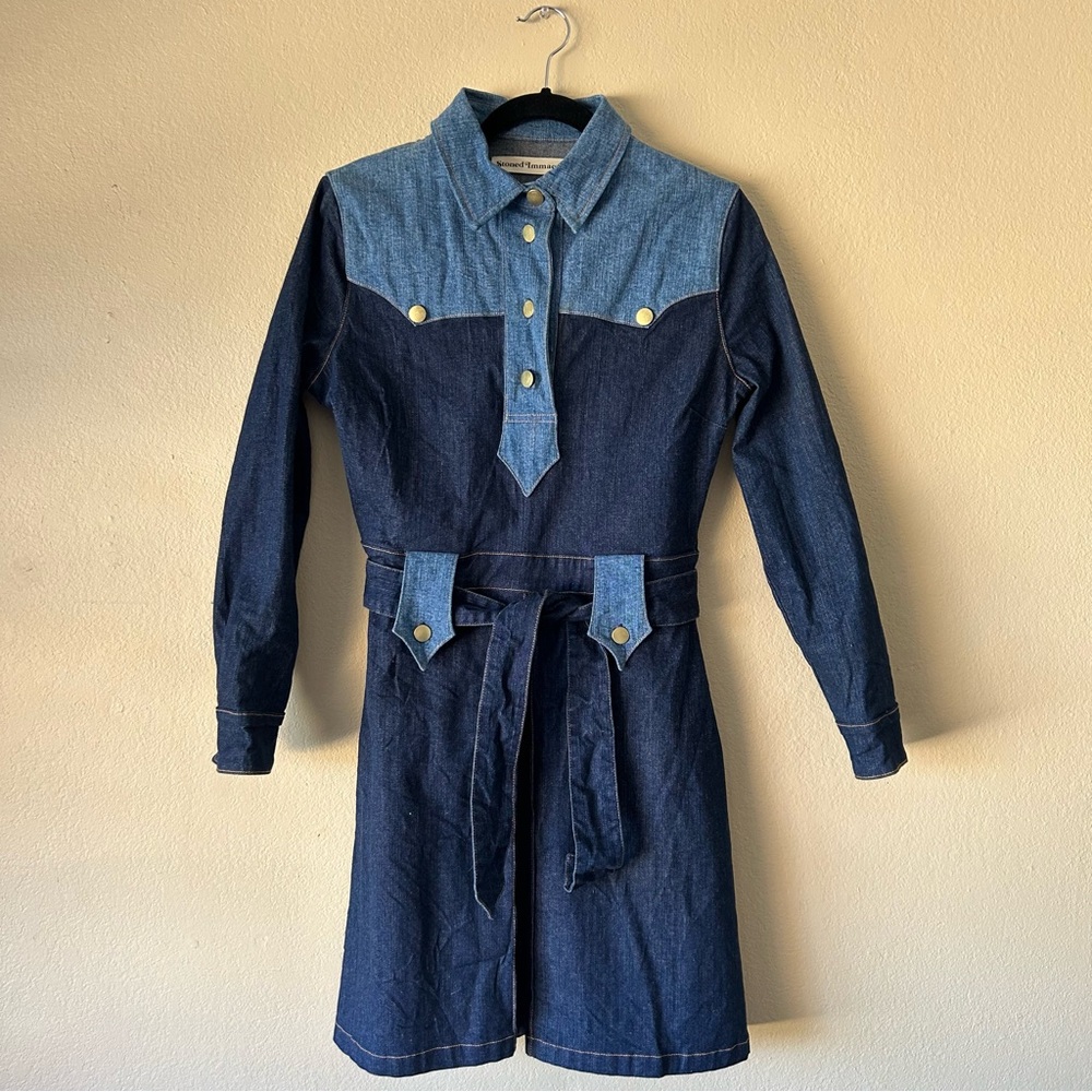 Stoned Immaculate Midnight Cowgirl Denim Dress L
